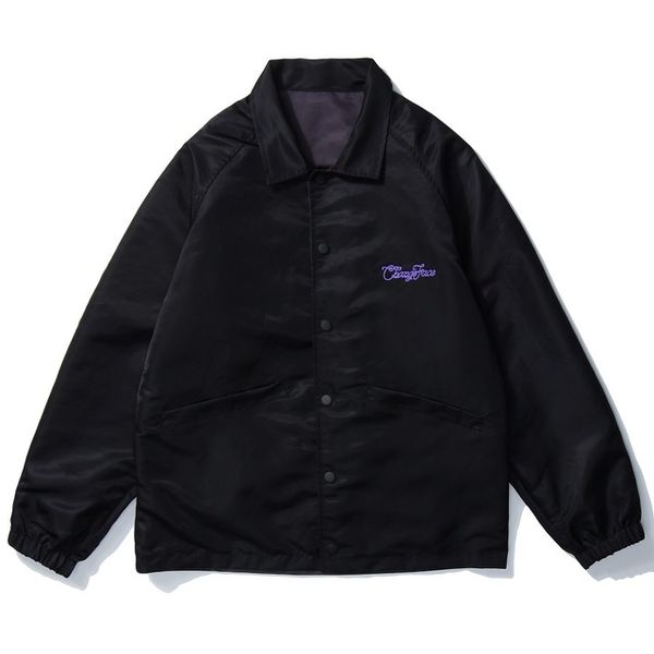 

double-sided jackets hip hop print coaches jackets streetwear casual snap button windbreaker jacket coat fashion hipster, Black;brown
