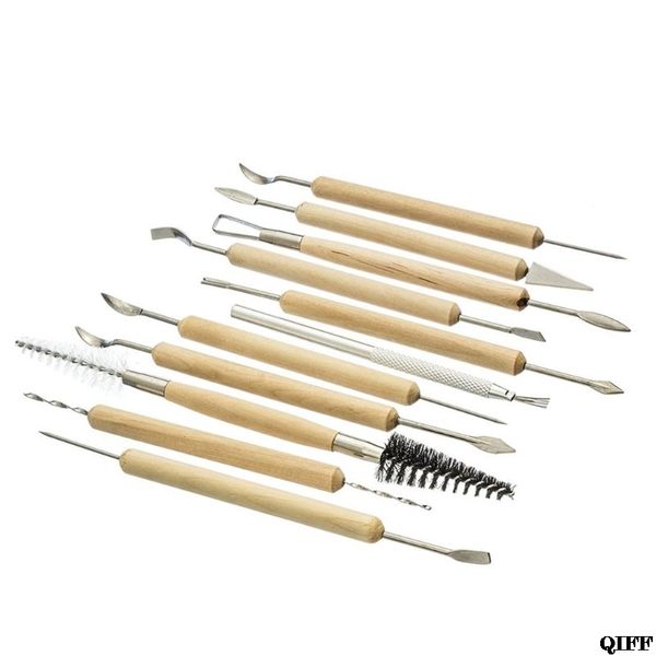 

clay sculpting sculpt smoothing wax carving pottery ceramic tools polymer shapers modeling carved tool wood handle set