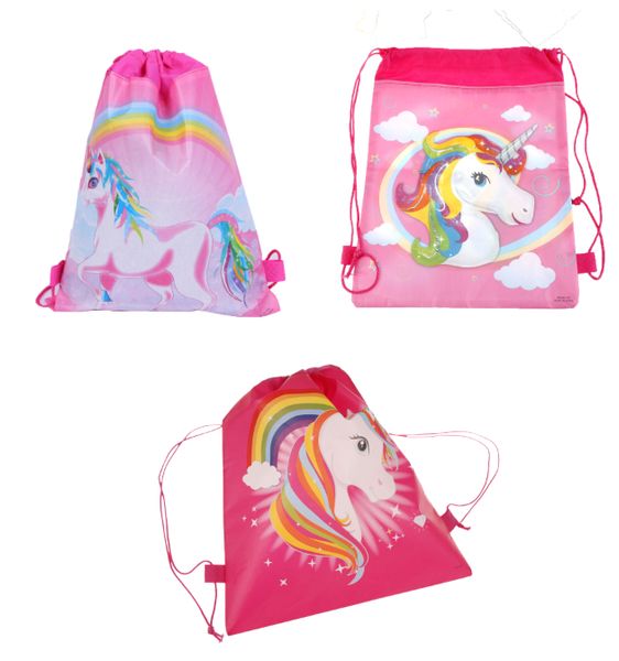 

3styles unicorn drawstring bag kids back bags fashion cartoon theme unicorn string bags 35.5*28cm