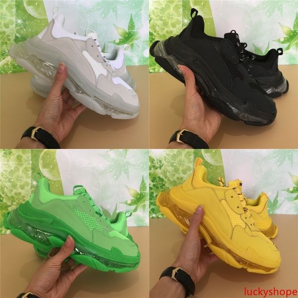 

роскошные хрустальные подошвы triple s кроссовки для мужчин женщин тройной зеленый желтый черный белый кожаные туфли на платформе модные рос