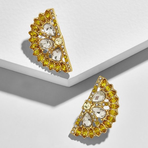 

european and american alloy glass diamond fruit orange earrings creative style earrings wholesale female joker earrings, White