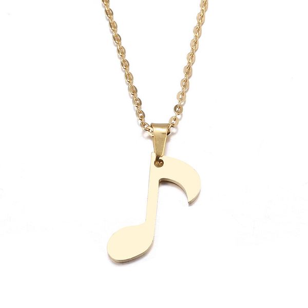 

new brand jewelry stainless steel necklace for women lover's gold color delicate musical note pendant necklace engagement jewelry, Silver
