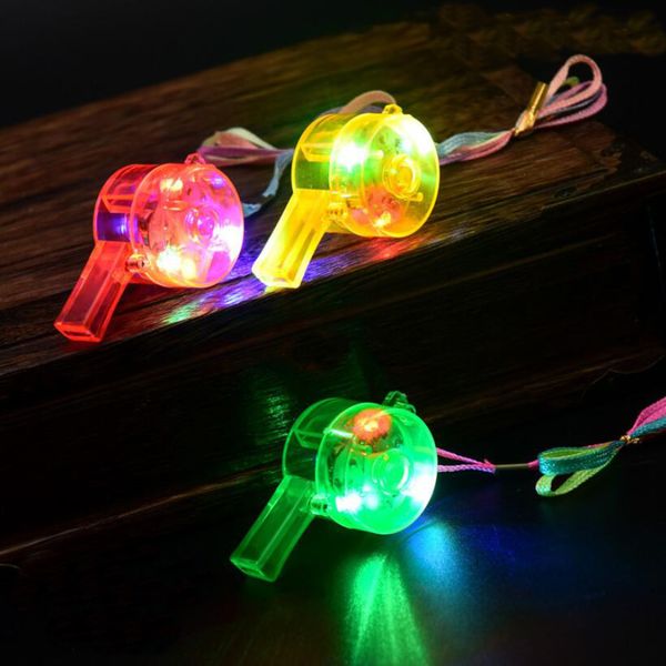 

светящийся свисток мигающий свисток красочный ремешок led light up fun в темноте вечеринка rave kids toy забавные гаджеты с подарочной короб