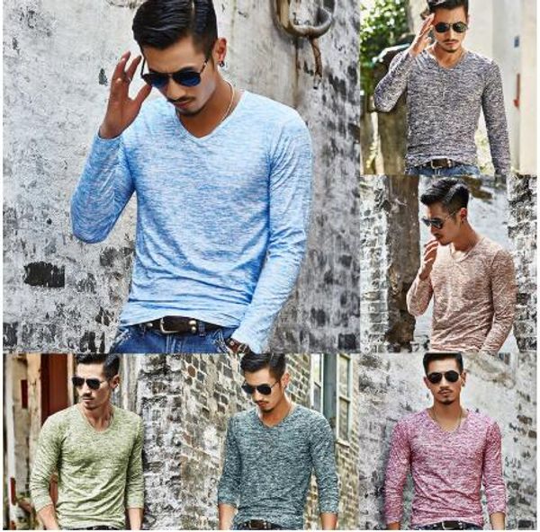 

men long sleeve t-shirt fashion v neck print cotton slim fit tee shirt homen autumn hip hop clothing undershirt t shirts short sleeve man, White;black