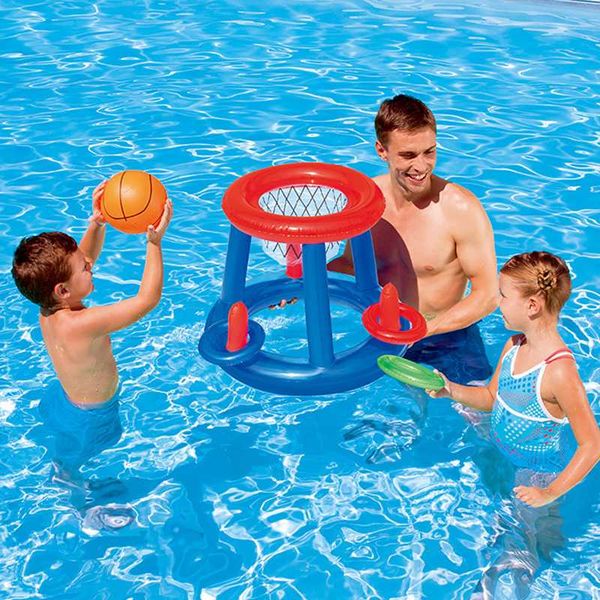 

inflatable swim pool football goal basketball game water sports swim pool float children party game toy water accessory handball