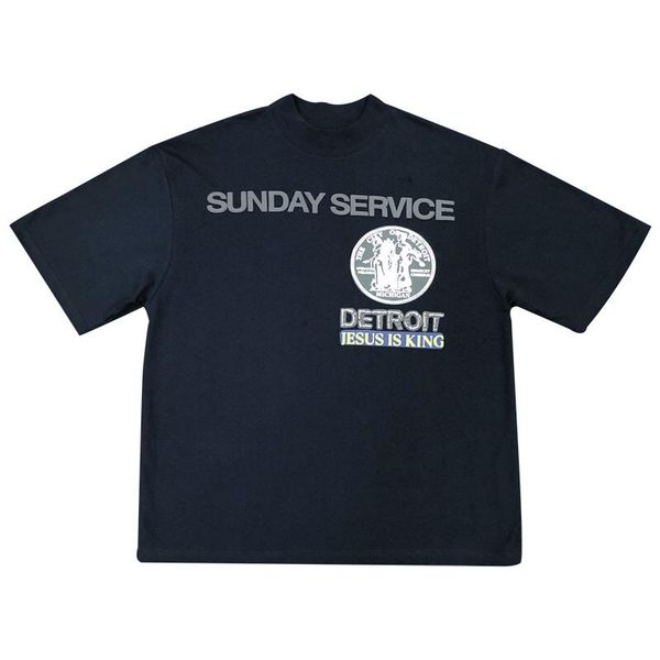 

20ss ins american detroit limited jesus is king sunday service t shirt skateboard mens designer t shirt women street casual tshirt, White;black