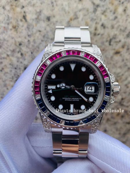 

2020 selling 40mm steel diamond ruby seat 18k white gold 116759 luxury automatic men's watch ing, Slivery;brown