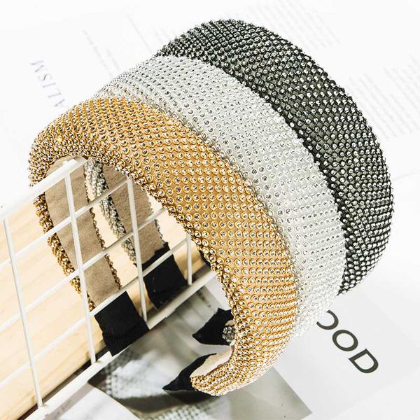 

hairband волос хооп мода толстого padded ободки блестящих женщины в стиле барокко роскошных стразов головной убор sparkly полный кристалл же