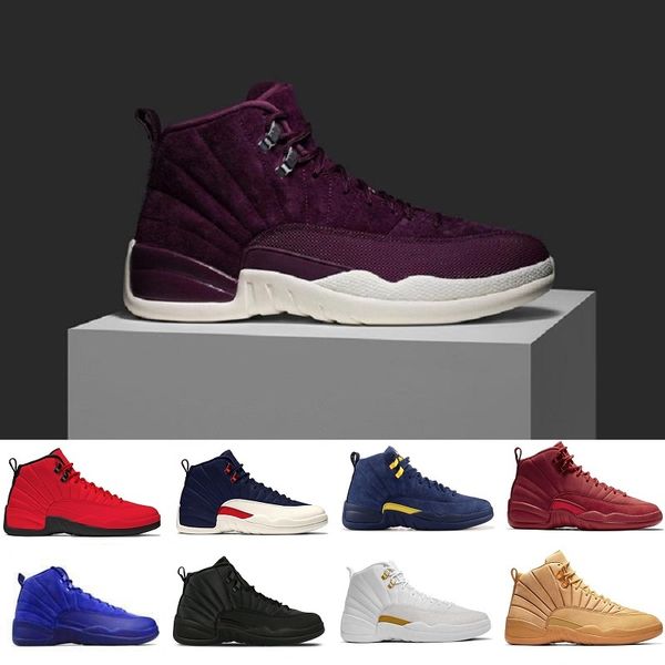 

with box 12 12s designer basketball shoes glass of 2003 flu game wolf grey gym taxi playoffs gamma french blue retro sneakers