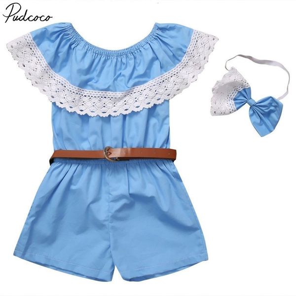 

Pudcoco Lovely Mother And Daughter Girls Summer Off Shoulder Lace Bodysuit+waistband+headband 0-3years