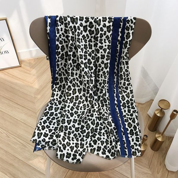 

kyqiao echarpe femme women winter leopard scarf female autumn spain style chic design long blue leopard print scarf muffler
