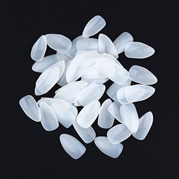 

600 pcs long oval sharp shape false finger nail tips salon french acrylic fake nails design diy nail art tool, Red;gold