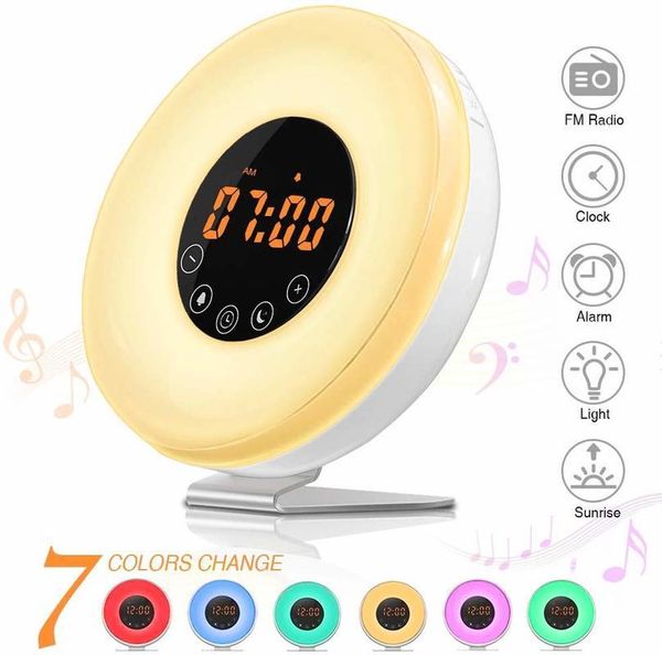 

yooap wake light alarm clock led bedside alarm clock with touch control sunrise simulation snooze function 6 natural sounds