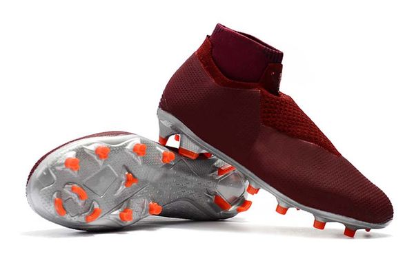 

men knitted fg/ag football shoes outdoor vision college mg shadow series football shoes red football boots