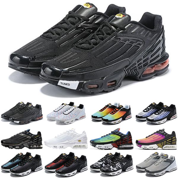 

tn plus 3 men women running shoes triple white black iridescent parachute pack hyper violet mens trainers sports sneakers runners