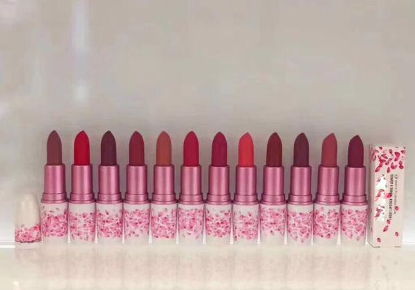 

Arrival brand cherry pink lip tick m makeup lu tre matte lip tick for women co metic flower box with engli h name dhl fa t hipping