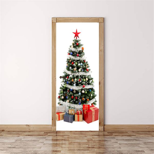 

kakuder wall sticker 2pcs creative celebration christmas tree door stickers living room decal home decor naklejki na sciane 2019