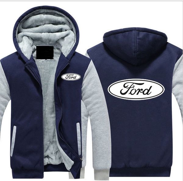 

ford car auto sweatshirt women men zipper hoodies hooded streetwear oversized warm woo llinner thicken baseball jacket tracksuit, Black