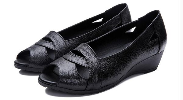 

2019 women's sandals in summer with new style slope heel@08, Black