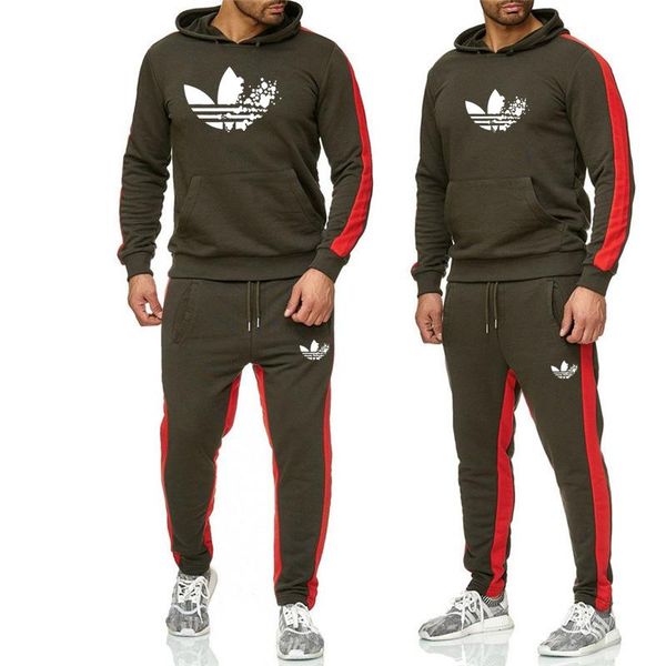

2020 new casual hoodie men's sports 2 piece hoodie + pants men's new 2019 brand sweatshirt men ing, Gray