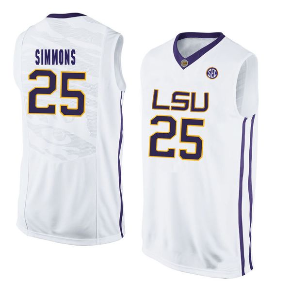 

ben simmons purple men's lsu tigers branden jenkins yellow danya kingsby daryl edwards white stitched college basketball jersey, Black