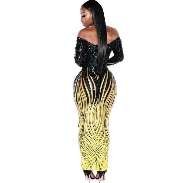 

слэш шеи женские платья мода старинные блестки блестящие сексуальные тонкий v образным вырезом с длинным рукавом платья женщины клуб вечерни, White;black