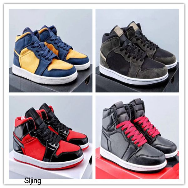 

wholesale with box 2020 new black satin 1s blue gold i men high basketball shoes outdoor trainers size 7-13