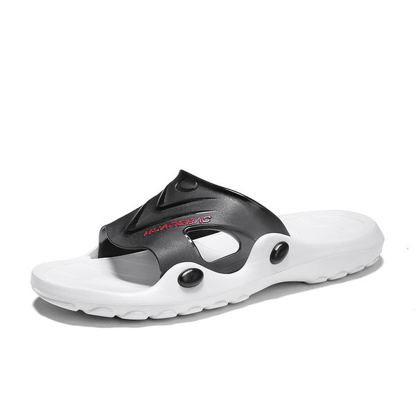 

2020 men slippers crocse crocks summer slippers shoes fashion beach sandals casual flat slip on flip flops men hollow shoes, Black