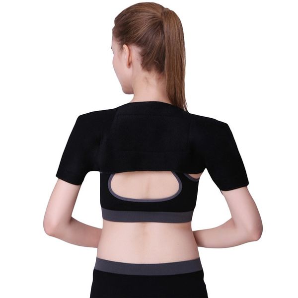 

physical therapy support brace belt for back posture corrector massager self-heating shoulder winter warm keeper, Black;blue