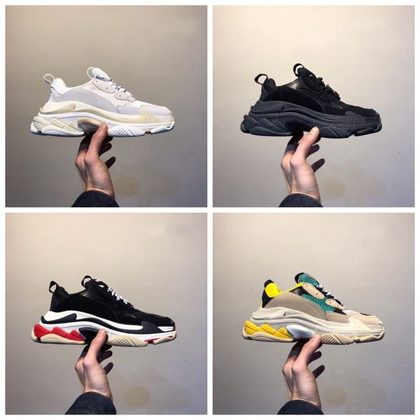 

19ss triple s кроссовки tripler paris mens дизайнерская обувь triple-s папа обувь для мужчин женская бежевый красный черный роскошные спорти, Black
