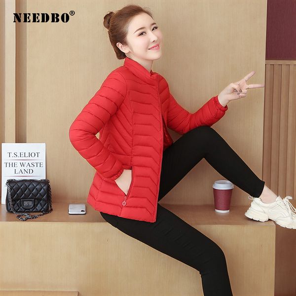 

needbo winter jacket women oversize stand collar parka winter coat women elegant casual woman coat jacket outerwear, Black
