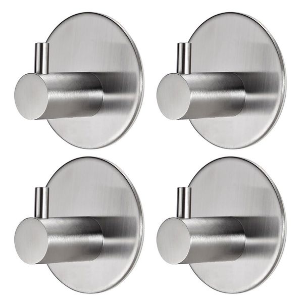 

4pcs bag kitchen bathroom rustproof round self adhesive strong load capacity towel holder wall stainless steel hook keys hangers