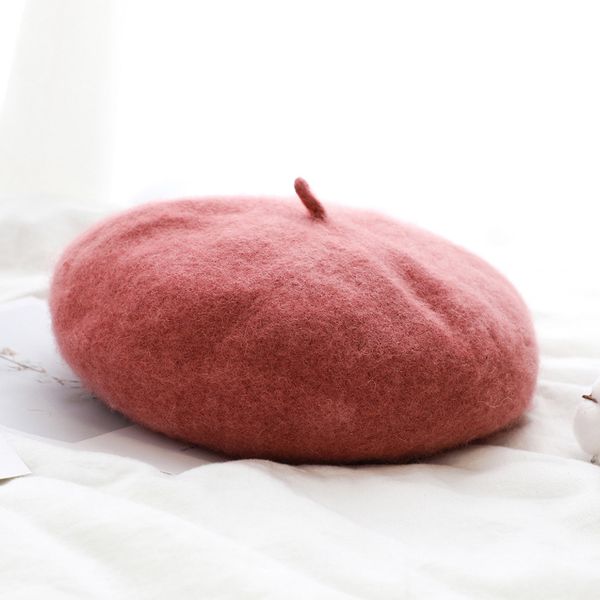 

1 pcs women warm wool plain beret hats casual beanie hats lady sweet cap nfe99, Blue;gray