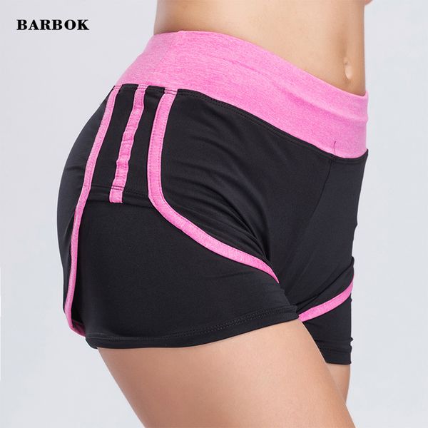 

barbok sports runing shorts women yoga shorts middle waisted gym fitness elastic quick dry running, White;red