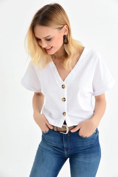 

cool & women white buttoned blouse sf10903