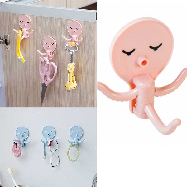 

милый осьминог клей стены крюк кухня ванная комната ногтей дверь крюк вешалка шляпа ключи шарф организатор