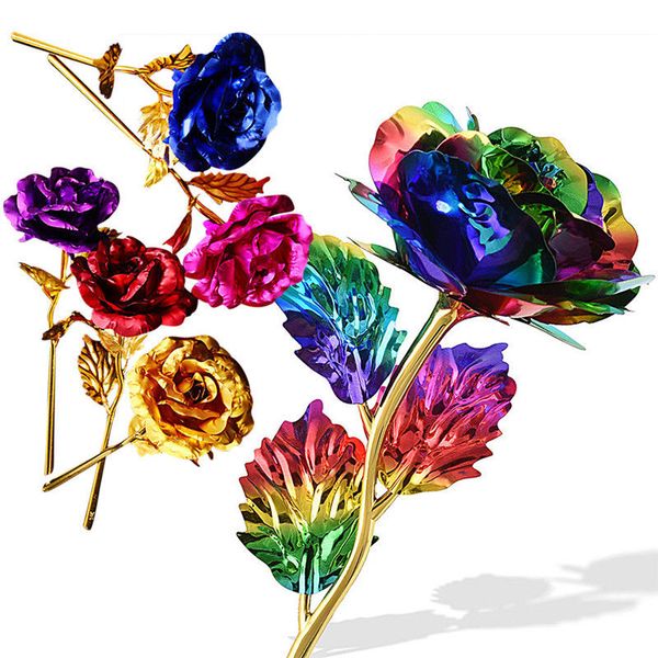 

new 2019 multi-color plated rose romantic valentines day lover friend gift dsuk artificial decorations pet supplies