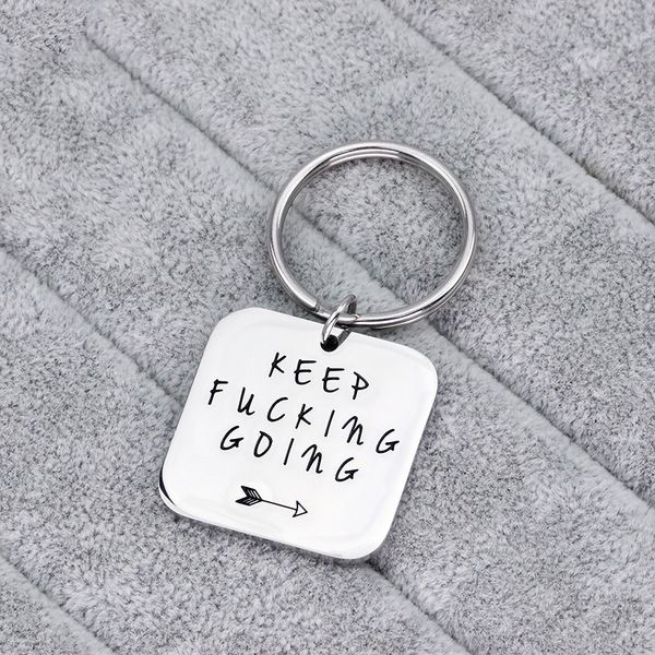 

gifts men keep going keychain personalized keychain engraved key tag motivational gifts stainless steel jewelry, Silver