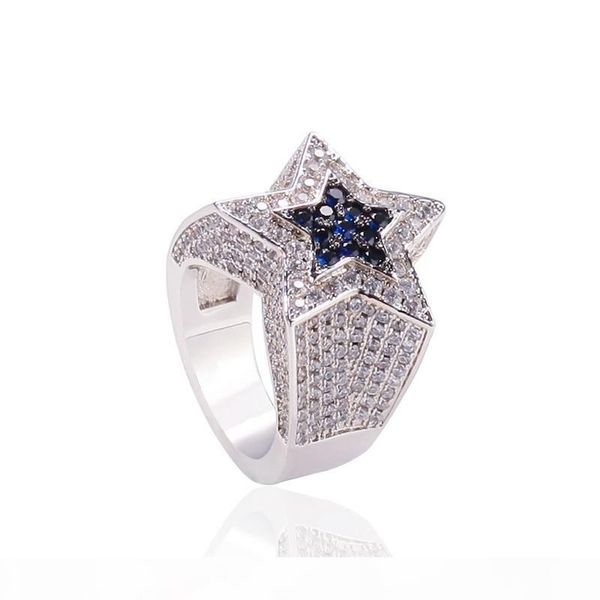 

uspecial fashion hip hop mens jewelry rings five-point star bling rings iced out zircon fashion hiphop gold silver ring