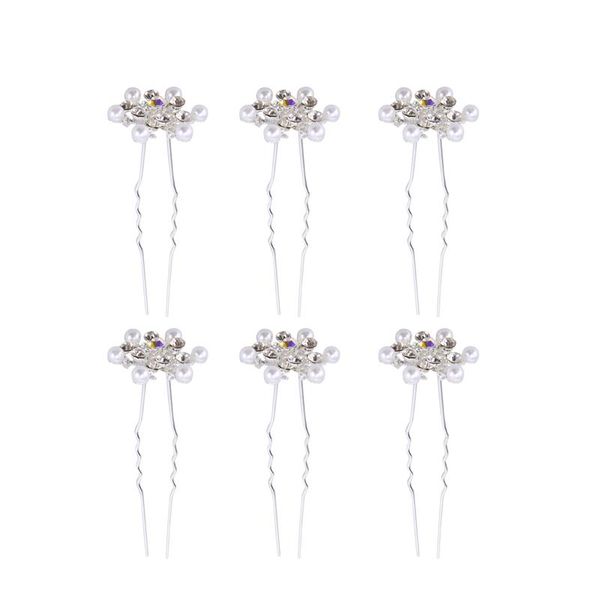 

6pcs hair pins crystal pearl hair accessories headdress clips for girls, Golden;silver