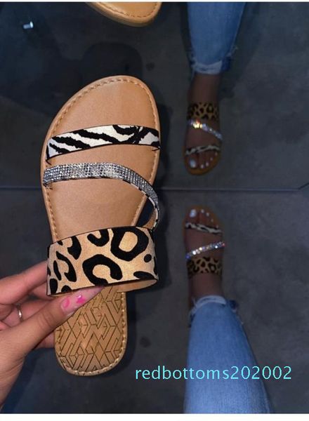 

fashion 2020 women slippers leopard summer women crystal diamond bling beach slides sandals casual shoes r02, Black