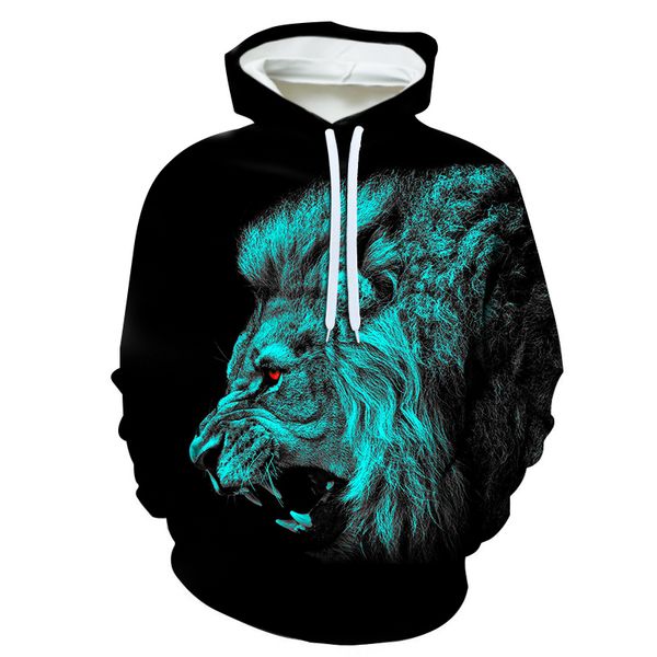 

fashion cartoon print king lion 3d hoodies pullover men women hoodie hoody pocket long sleeve harajuku 3d hooded sweatshirts, Black