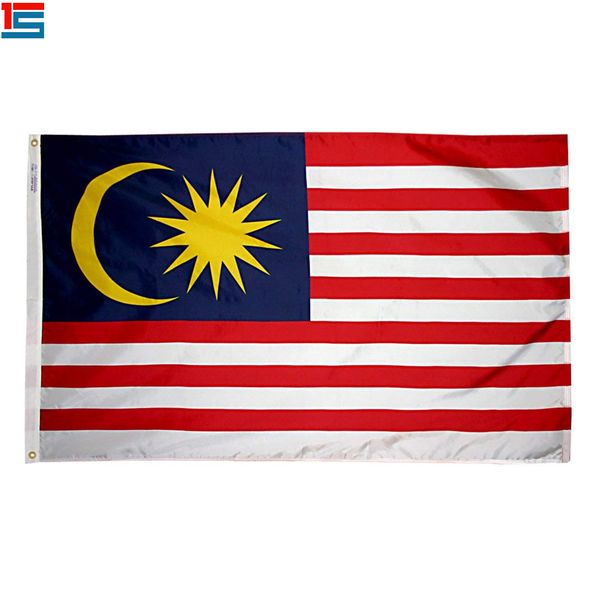 

digital printing malaysia flag 90 x 150 cm polyester national country flag banner with two grommets