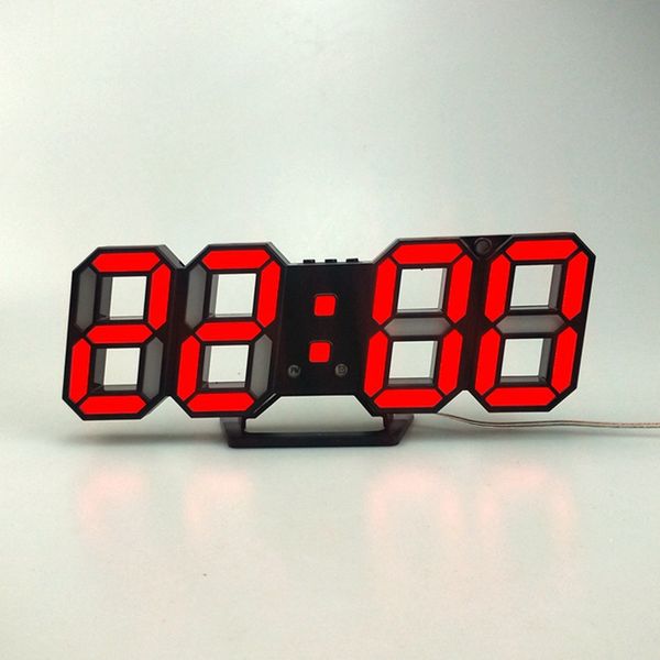

dhl new 3d led wall clock modern digital table clock alarm nightlight saat reloj de pared watch for home living room decoration clock