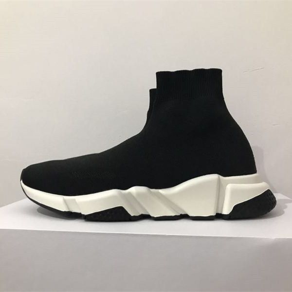 

2019 speed trainer boots socks stretch-knit high trainer shoes sneaker black white woman man designer shoes size4.5-11.5 c09