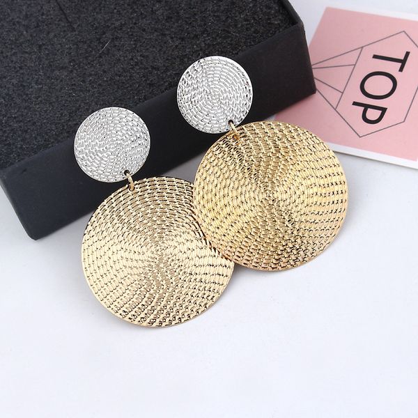 

ufavoirte new fashion geometric square round coin earrings for women fashion punk gold indian long drop earrings jewelry brincos, Silver