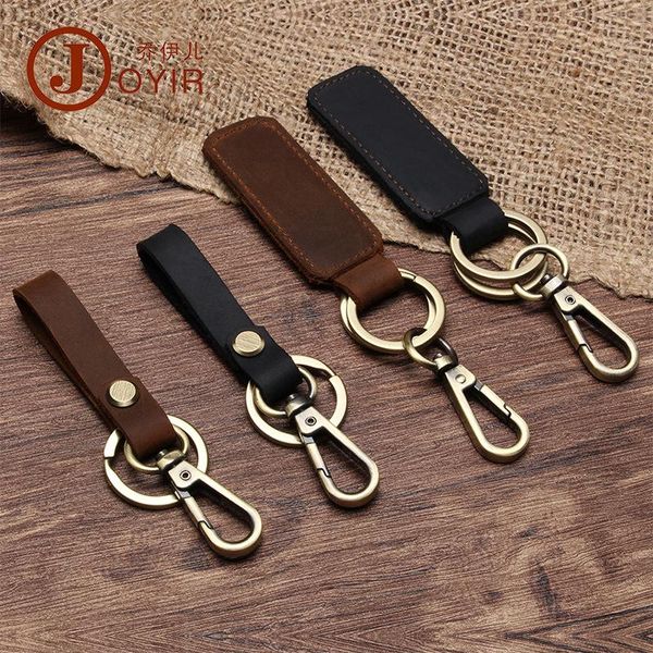 

2020original personality handmade leather keychain retro cowhide car keychain creative small gift crafts, Slivery;golden