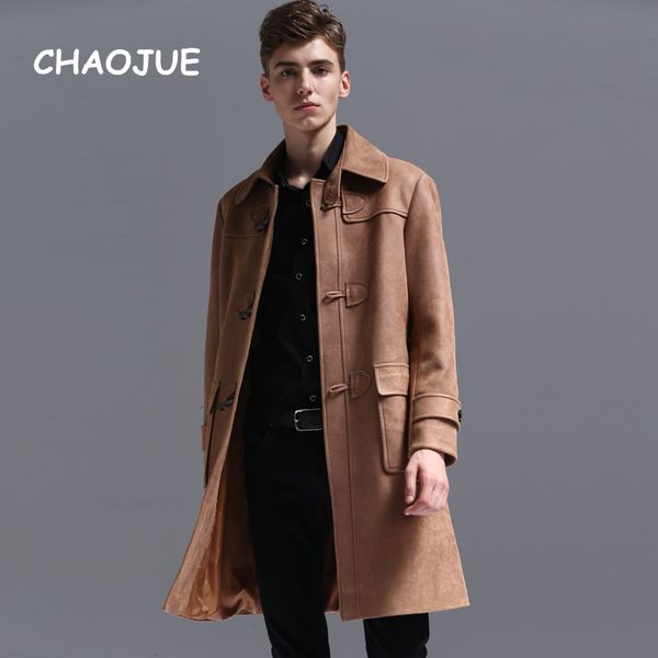

chaojue mens s to 6xl big size trench coat europe single breasted horn button coat male tailored loose overcoat, Tan;black