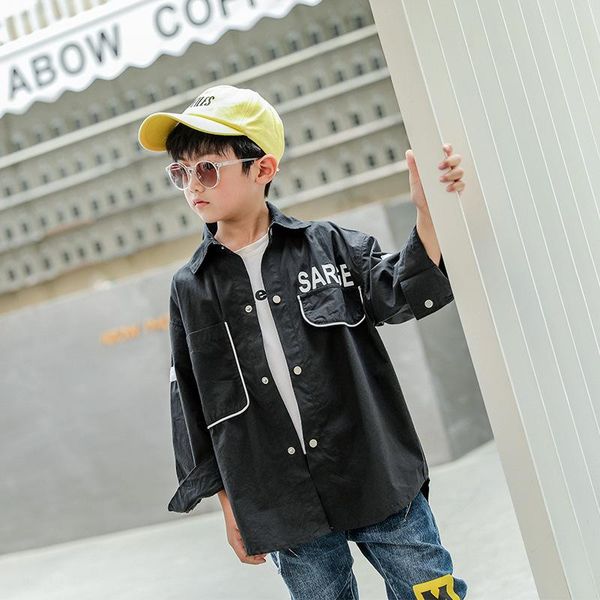 

children's clothing autumn new boy sports shirt big boy long-sleeved shirt casual jacket, White;black