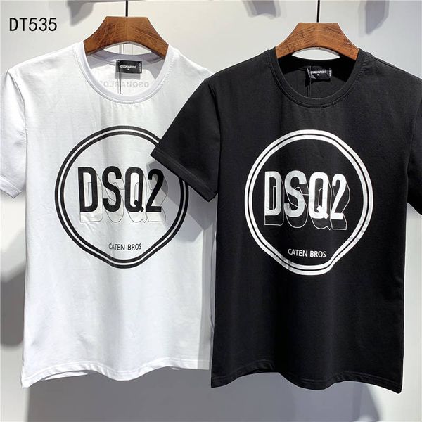 

2020 ss new arrival d2 clothing men's t-shirts print tees short sleeve m-3xl dt535, White;black